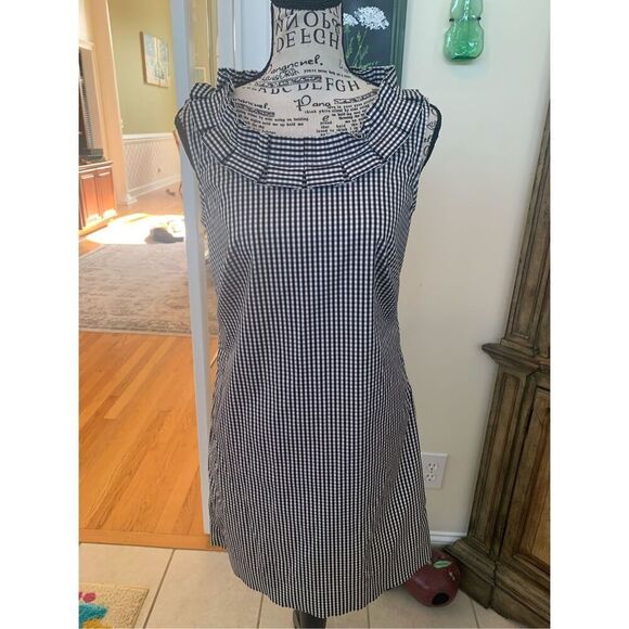 TALBOTS Gingham Check Pleated Ruffle Tank Dress - Picture 7 of 9